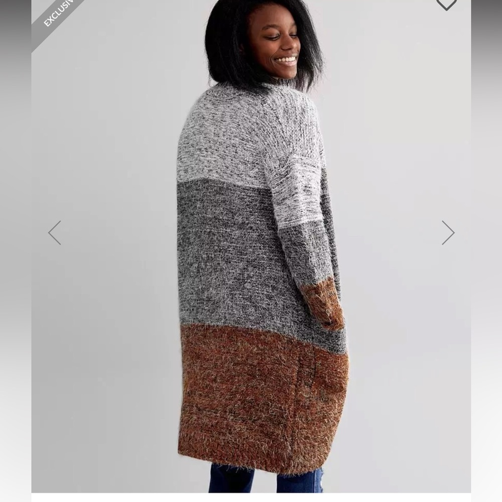Marled Eyelash Knit Cardigan Sweater